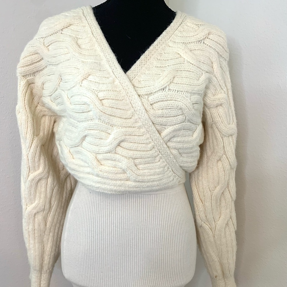 ZARA Knitted Crop Cardigan Tied-back